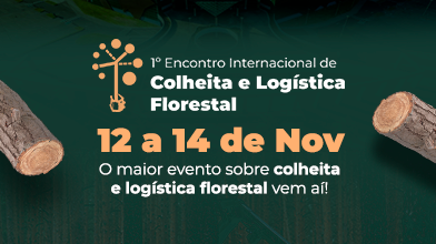 Cartaz Save the Date - 1 Encontro Internacional sobre colheita e logística florestal stories